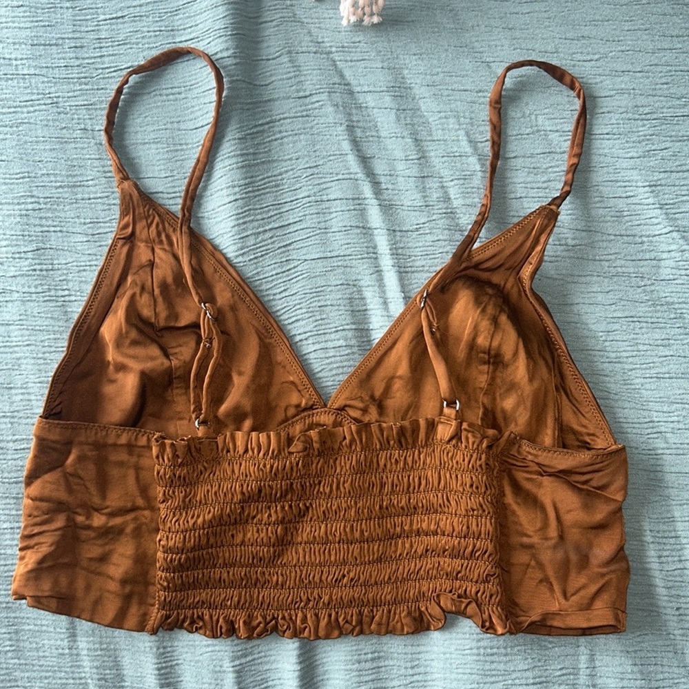 Aerie Rust Satin Crop Top - Picture 3 of 3